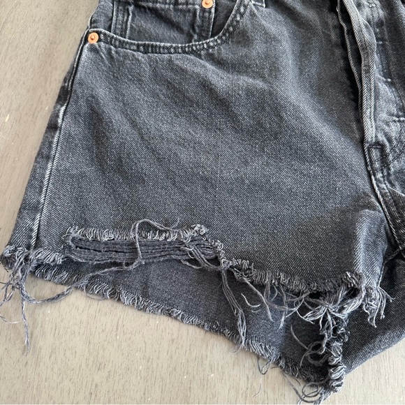 LEVI’S 501 Black Cutoff Jean Shorts Distressed Button Fly Size 30 - Picture 7 of 12